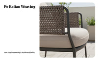Nordic Design Woven Patio Armchair Includes pad paded Patio Armchair Weather-Resistant Outdoor Furniture Sturdy Frame for Homeowners, Adults, Hotel Owners, Balcony, Courtyard, Garden, Porch