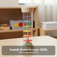 Auditory Play Cylinder Educational Wooden Rainmaker Shaker Colorful Design Wooden Rain for Young Children, Infants, Music Class, Preschool