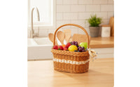 Picnic Basket with Handle Woven Wicker Basket Sturdy for Market