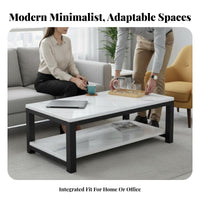 Light Luxury Feel 2-Tier Glass Coffee Table Modern design Living Room Furniture Minimalist Indoor Furnishing Easy to Clean for Office Workers, Apartment Dwellers, Homeowners, Reception Area, Lounge, Bedroom