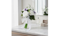 Everlasting Silk Blossom Arrangement Photo Prop Ivory Blossom Arrangement Soft Ribbon Bow Home Decoration Realistic Look for Brides, Photography, Party