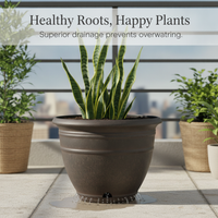 Resin Wood Grain Planter Pot for Indoor Plants
