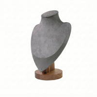 Torso-Shaped Necklace Display Bust Wooden Base Locket Display Bust