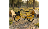 1:64 Velocipede Model Decorative Miniature Velocipede with Basket Bike Miniature Desktop Decoration Display Piece Collectible