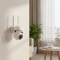 Compact Wireless Security Camera Wall-Mounted Camera with Antennas Motion Detection Standalone for Homeowners