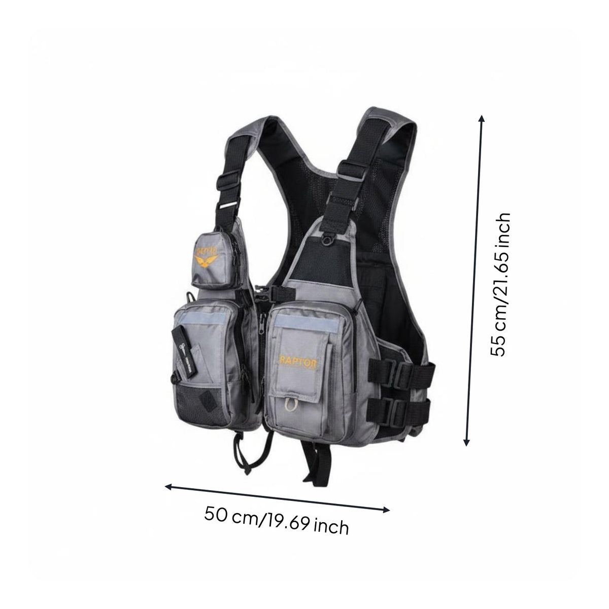 Reflective Strips Fishing Life Vest Adjustable Straps Fishing Buoyancy Vest Multiple Pockets Water Sport Gear