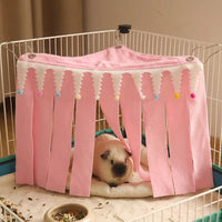 Removable Cover Bunny Hideaway with Fringe, Rat Accessories for Cage, Crystal Velvet Corner Shelter for Hamsters and Guinea Pigs