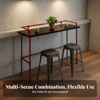 Rustic High-Top Table and Chairs Space-Saving Rustic Pipe Leg Dining Set with Footrest Bar Furniture for Restaurant Owners, Cafe, Pub, Kitchen