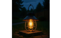 Solar Hanging Lantern Looped Hanger Black Hanging Lantern Vintage Style Garden Decor for Yard, Lawn