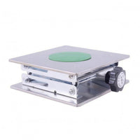 Stainless Steel Scissor Lift Platform Square Top Manual Lifting Platform Polished Finish Laboratory Lift Stand Green Pad for Scientists, Equipment Setup