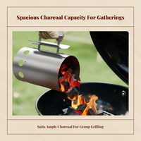 Fire Chimney Starter Easy to Use Charcoal Lighting Canister Heavy Duty Sturdy Build for Adults, Picnic, Tailgating, Home Kitchen