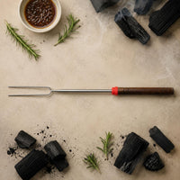 Stainless Steel Grill Skewer Curved Extendable Bbq Fork Portable Extending Roasting for Barbecue