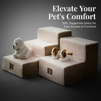 Pet Dogs, 3-Layer Structure Dog Steps for Bed, Anti-Slip Designs Gentle Slope, Small Dogs Cats Climbing Aid, Orange - Compressed Packaging