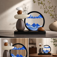 Sand Painting Rectangular Sand Painting with Base Contemporary Tabletop Decoration for TV Stand, Office Desk