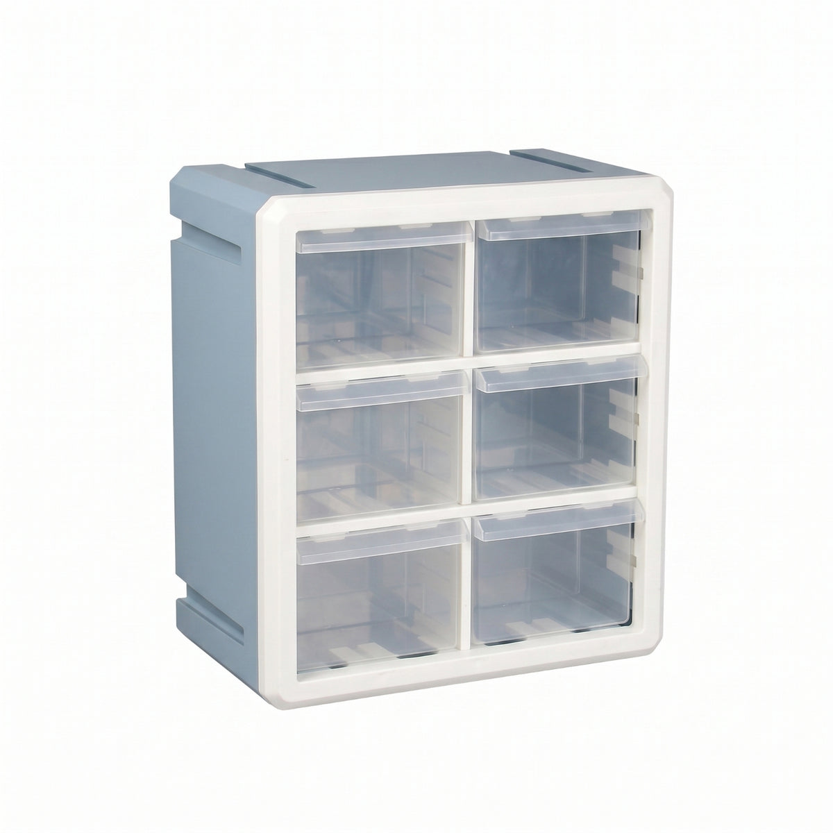 6 Drawer Storage Box Space Saving 6 Drawer Organizer Light Blue for Office