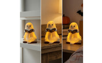 Night Light Cute Lamp with Book Warm Golden Halloween Figurine for Kids, Bedroom, Reading Corner