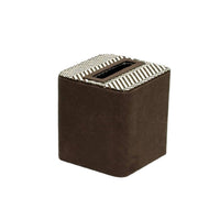 Wooden Tissue Box with Leather Rounded Corner Desktop Tissue Box Striped Home Decor for Coffee Table, Office