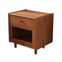 Japanese design Single-Drawer Nightstand Natural Finish Bedside Table Minimalist Design Bedroom Furniture Ample Storage for Homeowners, Students, Renters, Small Spaces, Living Room, Home, Office