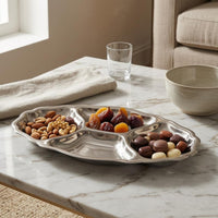 Divided Serving Plate Contoured Stainless Steel Serving Tray Rust Resistant Platter Dishware