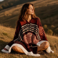 Ethnic Style Tassel Poncho Shawl for Travel and Warmth