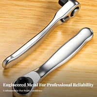Curved Handle 1/4-Inch Ratchet Wrench Polished Finish Bi-directionalDirection Ratchet Wrench Compact