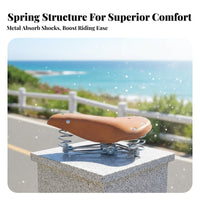 Vintage Leather Bike Saddle Comfortable Retro Cowhide Bike Cushion