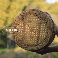 手工藤编坐墩休闲藤凳小墩子家具缅甸坐凳矮凳编织圆凳儿童换鞋凳