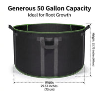 50 Gallon Grow Bag, Breathable Non-Woven Planter for Potato & Vegetable, 75x40cm Floor-Standing Plant Grow Bags
