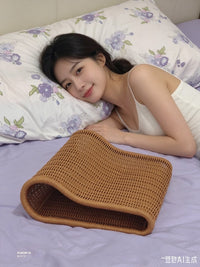 Handwoven Rattan Summer Pillow for Neck Support