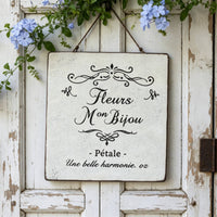 Iron Plaque with Hanging Hook Distressed Square Wall Plaque Weathered for Porch