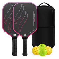 2 Pieces Pickleball Paddle Set with Balls Carbon Fiber Pickleball Set with Bag Sporting Goods Matte Long-Lasting for Players