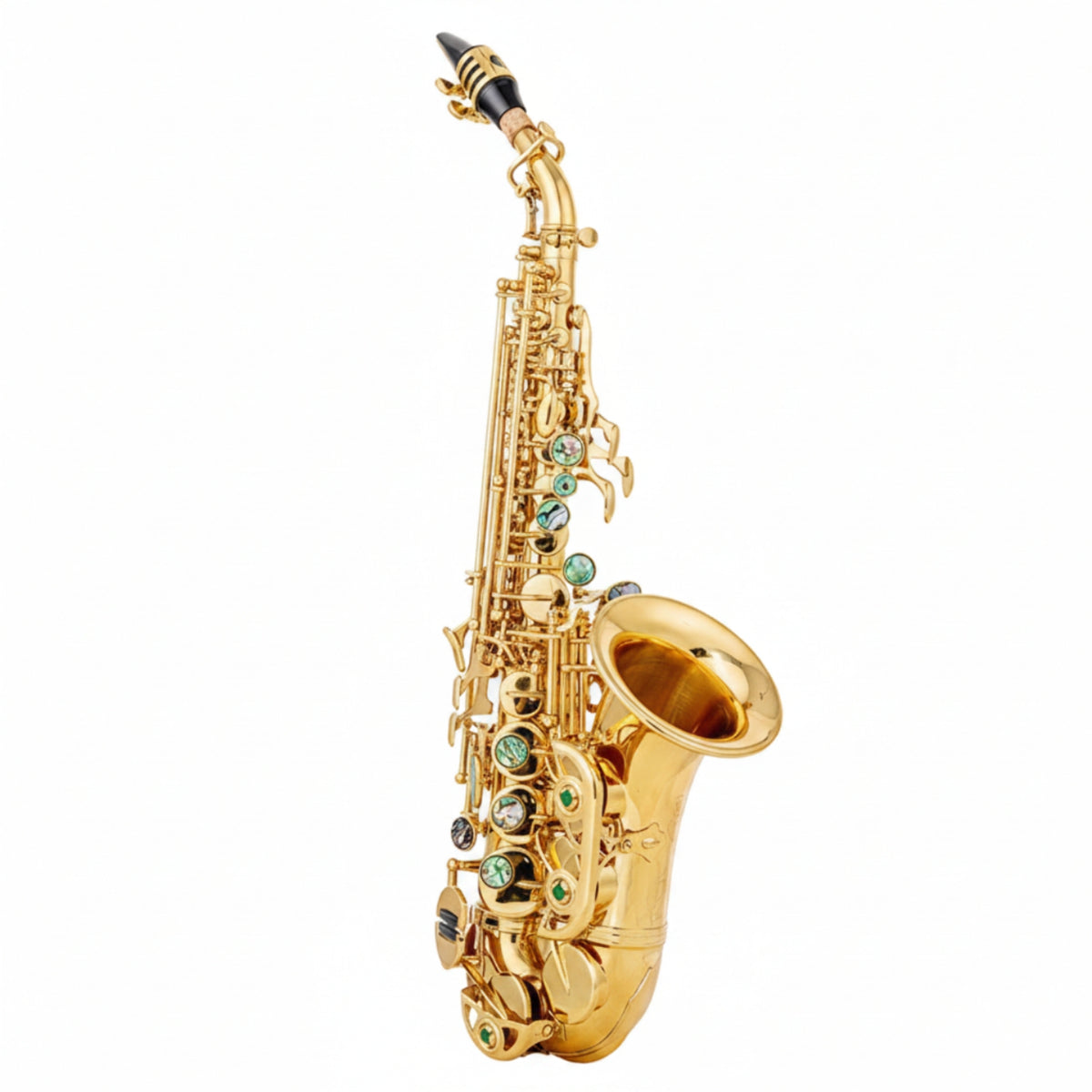 Glossy Curved Saxophone Smooth B-Flat Saxophone Compact Woodwind Instrument Portable for Students, School Band