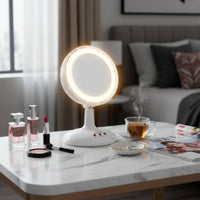 USB Rechargeable LED Makeup Mirror with Fan 60° Adjustable Angle 3 in 1 Makeup Mirror Fan Tilting Design for Women, Teens, Dorm Room, Office