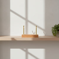 Display Stand with Metal Posts Tabletop Wooden Display Stand Holder Decorative Minimalist for Collectors, Shelf, Desk