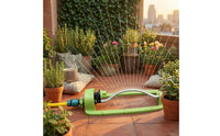 Curved Metal Tube Brass Nozzle Sprinkler Green Base Lawn Sprinkler Hose Connection Outdoor Watering Compact
