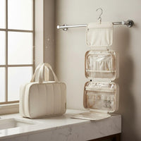 Multiple Compartments Foldable Hanging Toiletry Bag Zippered Pockets Hanging Toiletry Bag Padded Exterior
