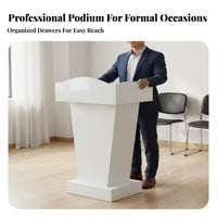Stable Base Reception Host Stand Long-Lasting Construction Floor Standing Lectern Wide Top Surface Floor Standing Podium Wear-Resistant for Presenters, Lecturers, Lecture Halls, Classrooms, Auditoriums, Auditorium