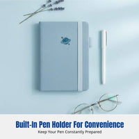 A6 Mini Pocket Notebook, Thick Notepad, Faux Leather Cover, Pen Holder, Multi-Color, 96 Pages