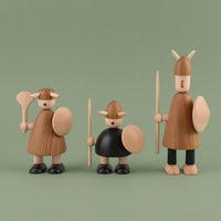 3 Pieces Wooden Nordic Figurines Black Accents House Decoration Retro Style Holiday Decor