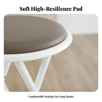 Round Padded Folding Stool Set Space-saving Foldable Chair Portable Seating Solution Soft PU Leather Cushion Sturdy X Support Suitable for Apartments Students Living Rooms Study