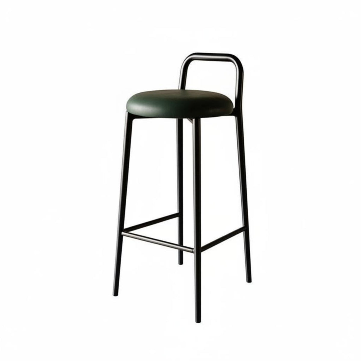 Modern Minimalist Design Low-Back High Stool With Backrest Bar Chair Padded Cushion Home Seating Built-in Footrest for Homeowners, Interior Designers, Adults, Cafe, Pub, Kitchen, Dining Room