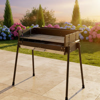 Heat-Resistant Foldable Charcoal Barbecue Heavy Duty Charcoal Grill with Storage Shelf Versatile Foldable Barbecue Grill Hygienic for Campers, Camping