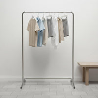 Adjustable Height Stainless Steel Clothing Rack Heavy Duty Double Garment Rack Minimalist Clothing Display for Boutique Owners, Showroom