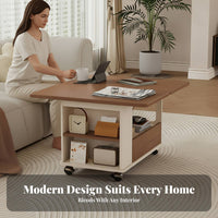 elevateTop transformable Table 2-in-1 Design transformable Coffee Table With casters Extendable Surface for Homeowners, Students