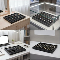 Velvet Jewelry Display Tray Rectangular Band Tray with Slots Soft Cushion Lightweight for Vanity