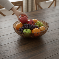 Light Luxury Gold Rim Fruit Bowl for Living Room Coffee Table Snack Candy Display