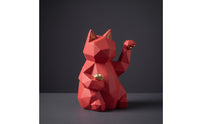 Fortunate Cat Figurine Faceted Auspicious Cat Figure Figurine Matte Auspicious animal Figure Statue for Desk
