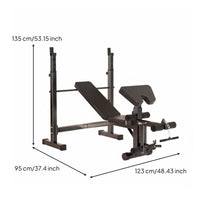 Multi-Functional Weight Bench with Squat Rack Space Saving Adjustable Squat Rack with Bench Heavy Duty All-in-Integrated Home Gym Anti-Slip Feet for Men, Bodybuilders