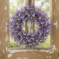 Lavender Wreath Full Spring Wreath Artificial Faux for Wall Decor, Farmhouse