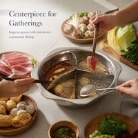 Extra Thick Stainless Steel Octagonal Hot Pot with Dividers for Induction Cooktops
